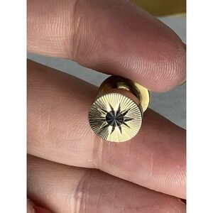 Vintage Gold Tone Onyx Tie Tack Pin Sunburst Old Money MCM Estate Heritage Retro